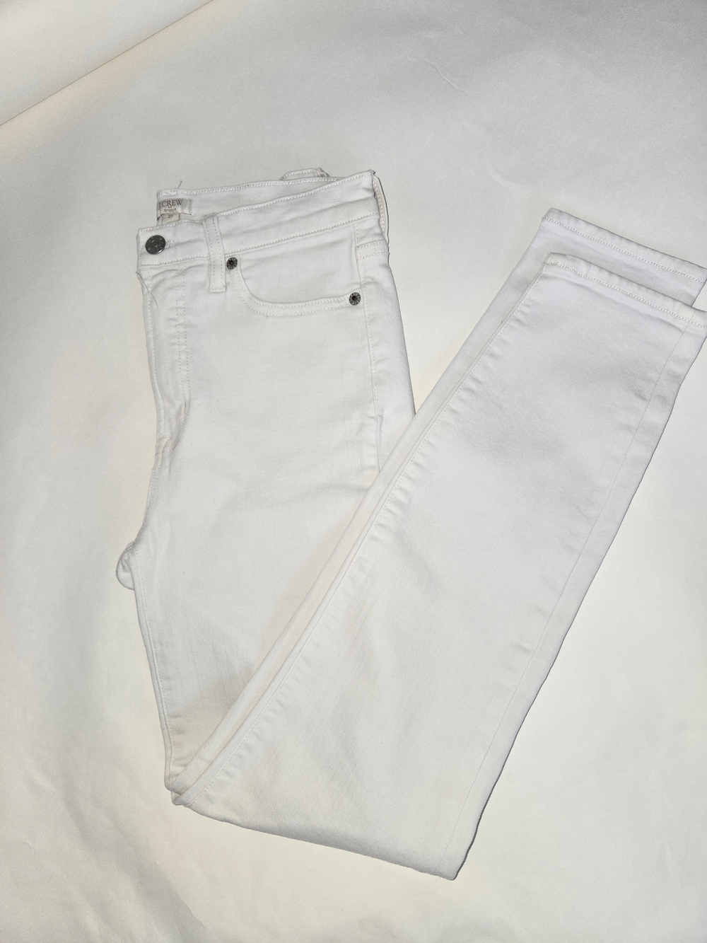 J. Crew Textured White Women's Skinny Jeans - Classic High-Rise  Stretch Size 27